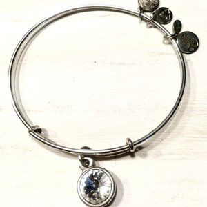 AUTHENTIC ALEX & ANI CLEAR CRYSTAL ROUND SILVER TONE BANGLE ADJUSTABLE BRACELET